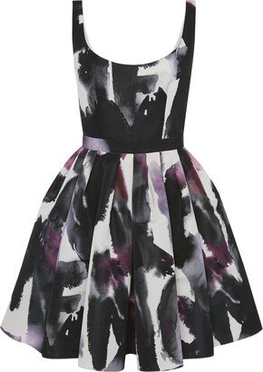 Watercolour Graffiti scoop-neck minidress