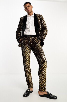 Skinny Fit Sequin Suit Trousers