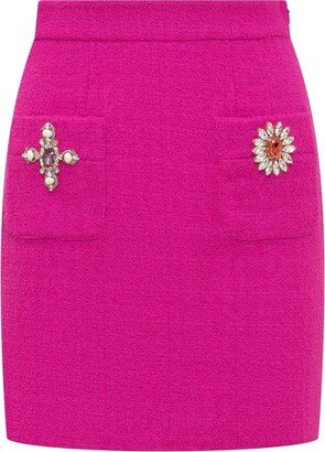 Embellished Tweed Mini Skirt-AA