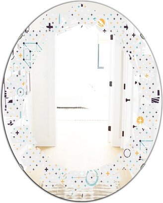 Designart 'Minimalistic Geometric Elements' Printed Modern Round or Oval Wall Mirror - Leaves