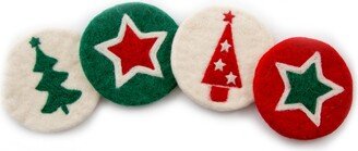 Felted Holiday Coasters, Set of 4