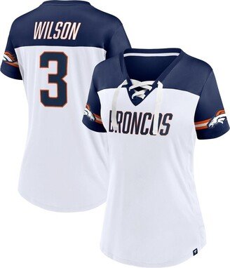Women's Branded Russell Wilson White Denver Broncos Athena Name and Number V-Neck Top