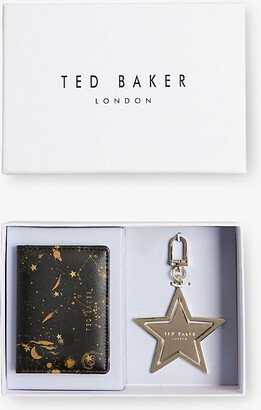 Black Star Keyring and Faux-leather Card Holder Gift set