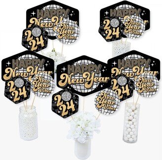 Big Dot of Happiness Disco New Year - Groovy 2024 NYE Party Centerpiece Sticks - Table Toppers - Set of 15