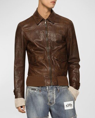 Men's Weathered Leather Jacket