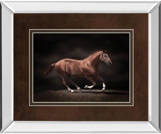 Stallion on Black by Edoma Photo Mirror Framed Print Wall Art - 34 x 40