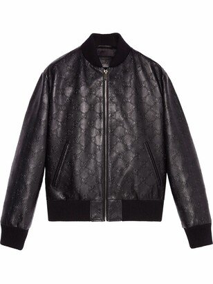 GG-debossed leather jacket
