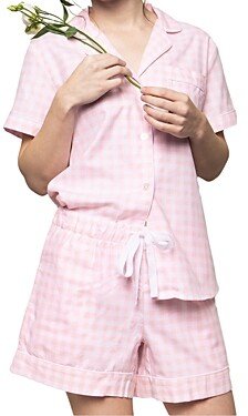 Gingham Cotton Pajama Shorts Set