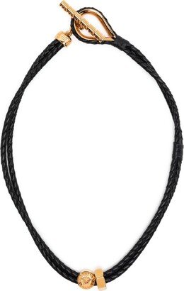 Greca braided leather necklace