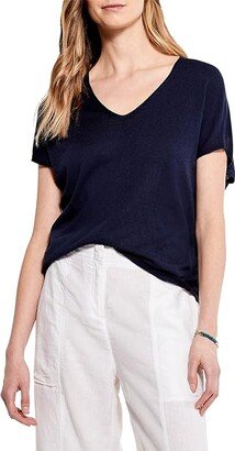 Relaxed V Sweater Tee (Dark Indigo) Women's Sweater