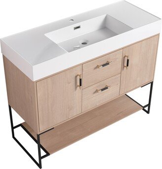 BNK Freestanding Bathroom Vanity with Sink in 48 Inch,2 Soft Close Doors&Drawers,Modern Bathroom Cabinet with 1 Open Shelf