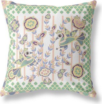 Amrita Sen Designs Amrita Sen Pond Peacock Indoor Outdoor Pillow Zip-AA