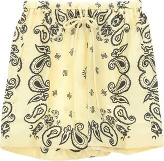 Graphic Printed Drawstring Shorts-AA