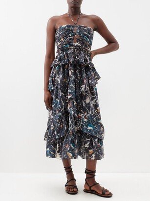 Simona Floral-print Cotton-blend Midi Dress