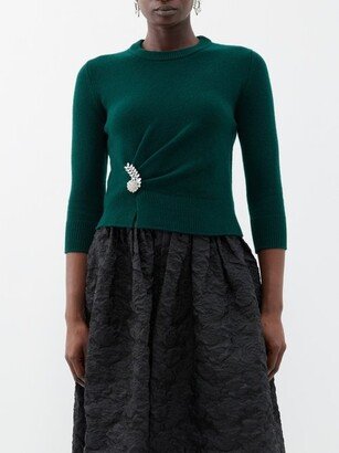 Brooch-embellished Wool Sweater