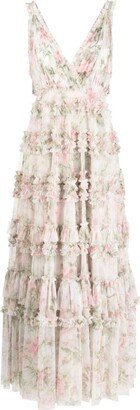 Vivian floral-print ruffled gown