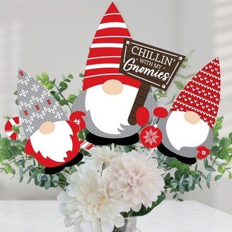 Big Dot of Happiness Christmas Gnomes - Holiday Party Centerpiece Sticks - Table Toppers - Set of 15