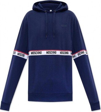 Logo-Tape Long-Sleeved Drawstring Hoodie