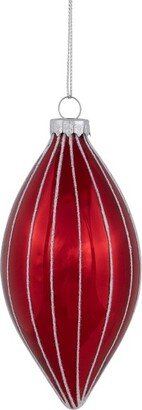 Northlight 5 Shiny Red and White Glittered Striped Glass Finial Christmas Ornament