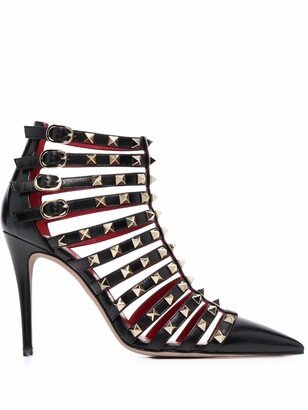 Rockstud cage-strap ankle pumps