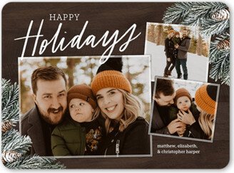 Holiday Cards: Frosted Pine Holiday Card, Brown, 6X8, Holiday, Matte, Signature Smooth Cardstock, Rounded