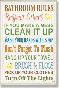 Home Decor Bathroom Rules Typography Rubber Ducky Bathroom Art Collection