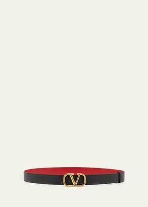 Reversible V-Logo Leather Belt