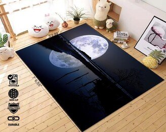 Full Moon in A Lake, Lake At World, Landscape, Landscape Carpet Rug, For Floor Sofa Dining Room Bedroom Mat, Home Decor, World Rug