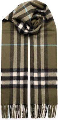 Checked Fringed-Edge Scarf