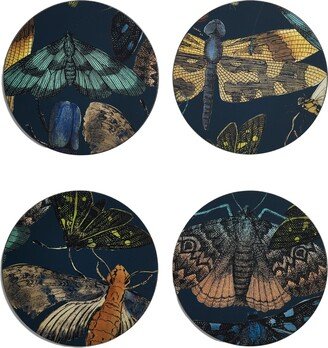 Pure Table Top Kew Gardens Living Jewels Midnight Round Coasters - Set Of 4