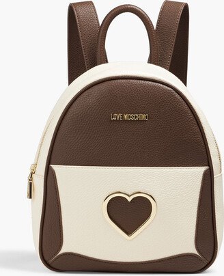 Two-tone faux pebbled-leather backpack