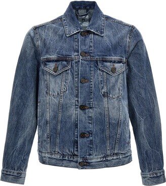 PT Torino Bleach-Effect Buttoned Denim Jacket