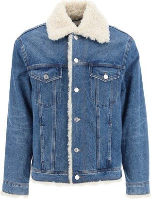 denim trucker jacket with teddy lining