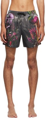 Gray Printed Swim Shorts