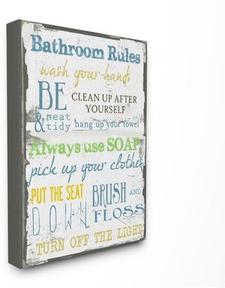 Home Decor 'Bathroom Rules ' Typography Bathroom Canvas Wall Art, 30 x 40