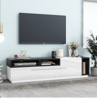 Two-Tone Design TV Stand for TVs up to 70, White