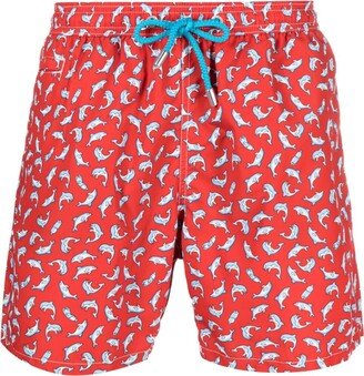 Dolphin-Print Swim Shorts