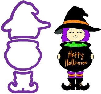 3 Piece Witch Holding Cauldron Cookie Cutter Set - Halloween