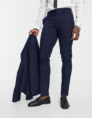 skinny suit pants in crosshatch in navy