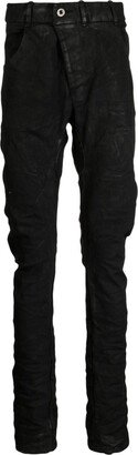 Distressed Drop-Crotch Skinny Trousers