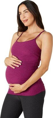 Maternity Spacedye Slim Racerback Tank (Magenta Heather) Women's Clothing