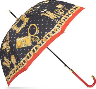 Folding Umbrella With Logo Unisex - Black