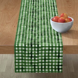 Table Runners: Watercolor Buffalo Check - Green Table Runner, 90X16, Green