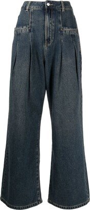 tout a coup Pleated-Detail Wide-Leg Jeans