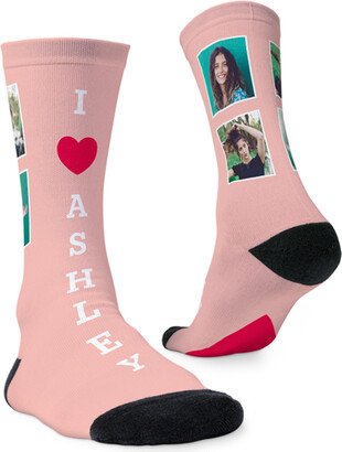 Socks: I Heart Name Custom Socks, Pink