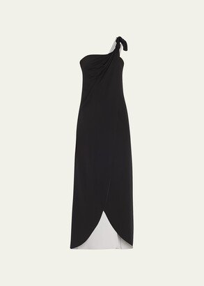 Bow One-Shoulder Silk Gown