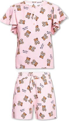 Allover Teddy Bear Printed Two-Piece Pyjama Set