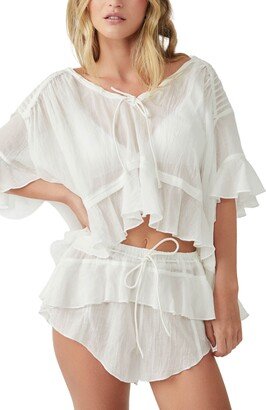 Daydreamer Ruffle Semisheer Cotton Pajamas