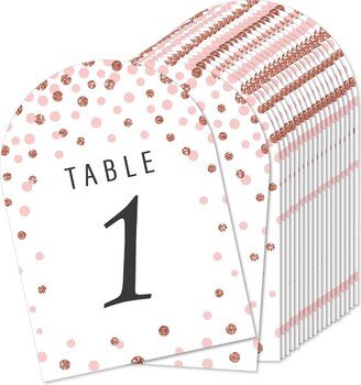 Big Dot of Happiness Rose Gold Wedding - Wedding Receptions, Parties or Events Double-Sided 5 x 7 inches Cards - Table Numbers - 1-20