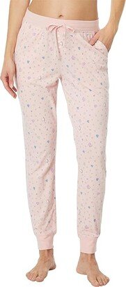 Scattered Hearts Pattern Snuggle Up Sleep Joggers (Himalayan Pink) Women's Pajama